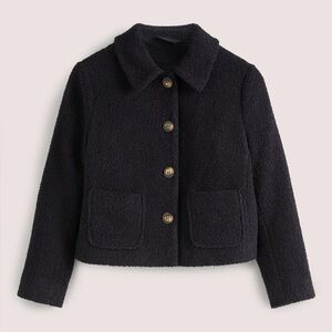 Boden Textured Cropped Wool Jacket in Navy